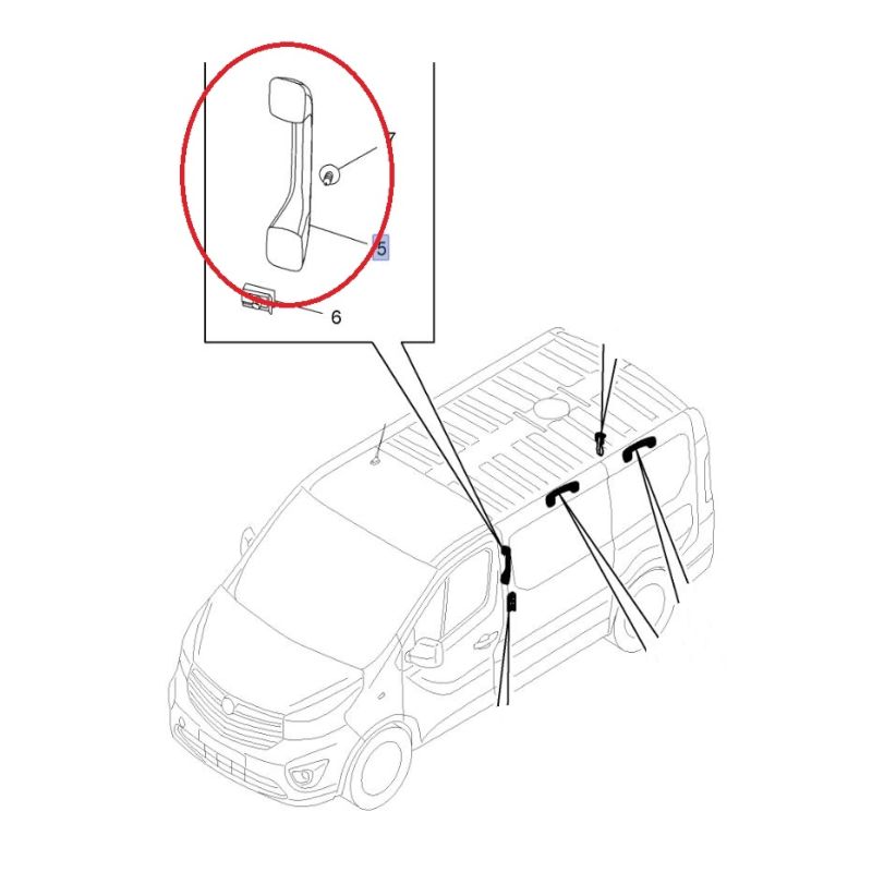 93450533 Assist Grab Handle Internal Pillar Cab Crewcab Vauxhall Vivaro Renault Trafic III | Autovaux